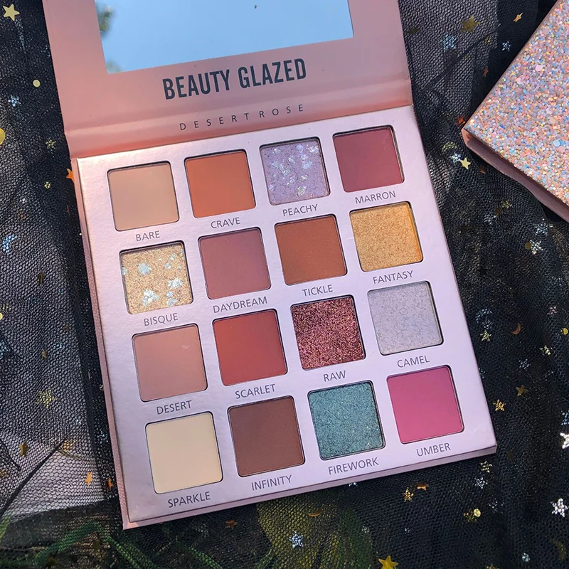 Beauty Glazed16 цвет пюре картофеля поляризованные тени для век матовый мерцающий палитра мигающий Алмазный порошок пигмент косметика макияж - Цвет: B