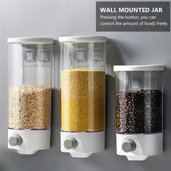 

1Pc 1/1.5L Transparent Space-saving Storage Jar Wall Mounted Jar Coarse Cereal Storage Container