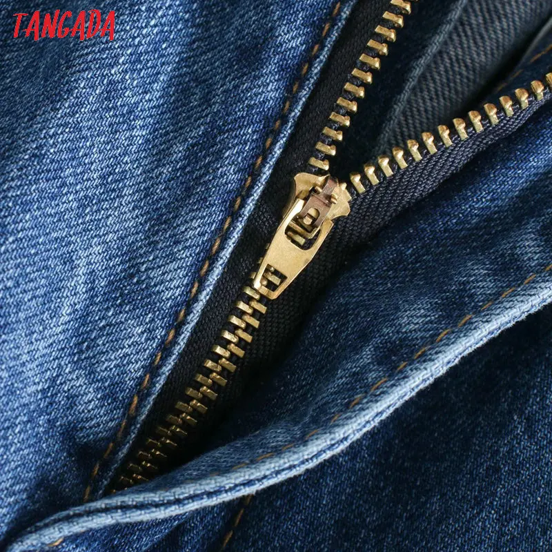 Tangada, женские синие джинсовые штаны, тянущаяся Талия, корейская мода, женские свободные повседневные винтажные джинсы, femme 4M190