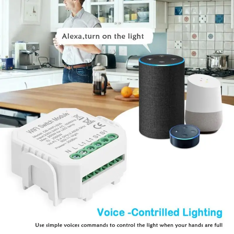 Умный WiFi умный модуль переключения DIY модуль автоматизации для Alexa Google Assistant Голосовое управление