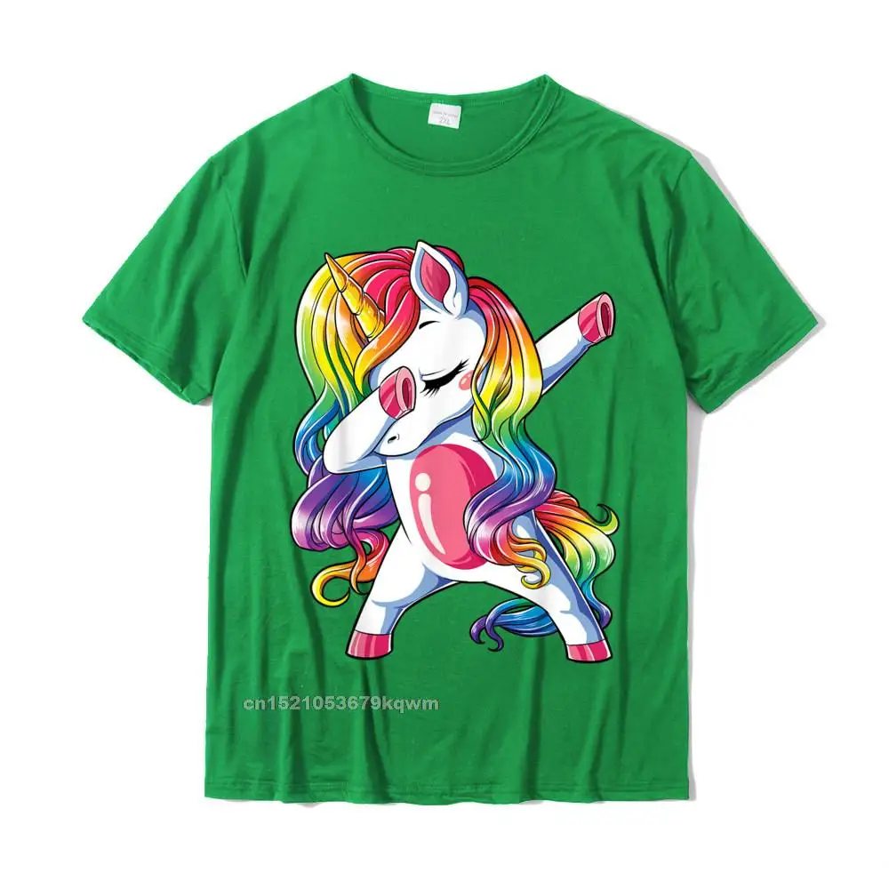 comfortable Pure Cotton T Shirt for Men Short Sleeve Birthday Tops & Tees Coupons Summer/Fall Round Collar T-Shirt cosie Dabbing Unicorn T shirt Girls Kids Women Rainbow Unicorns__4076 green