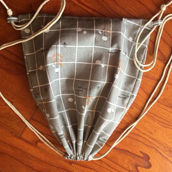 

Cotton Linen Eco Drawstring Backpack Book Shoes Bag Geometry Check Tree Dot YL8