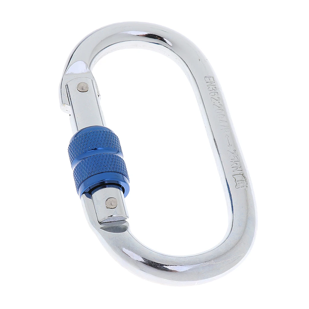 Steel  Lock Carabiner Clip Hook for Hiking Climbing - Red Silver