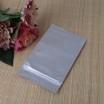 

50 Pcs 10x17.5cm Silver Aluminum Foil Mylar Recloeable Ziplock Bag Front Clear Leak Proof E65B