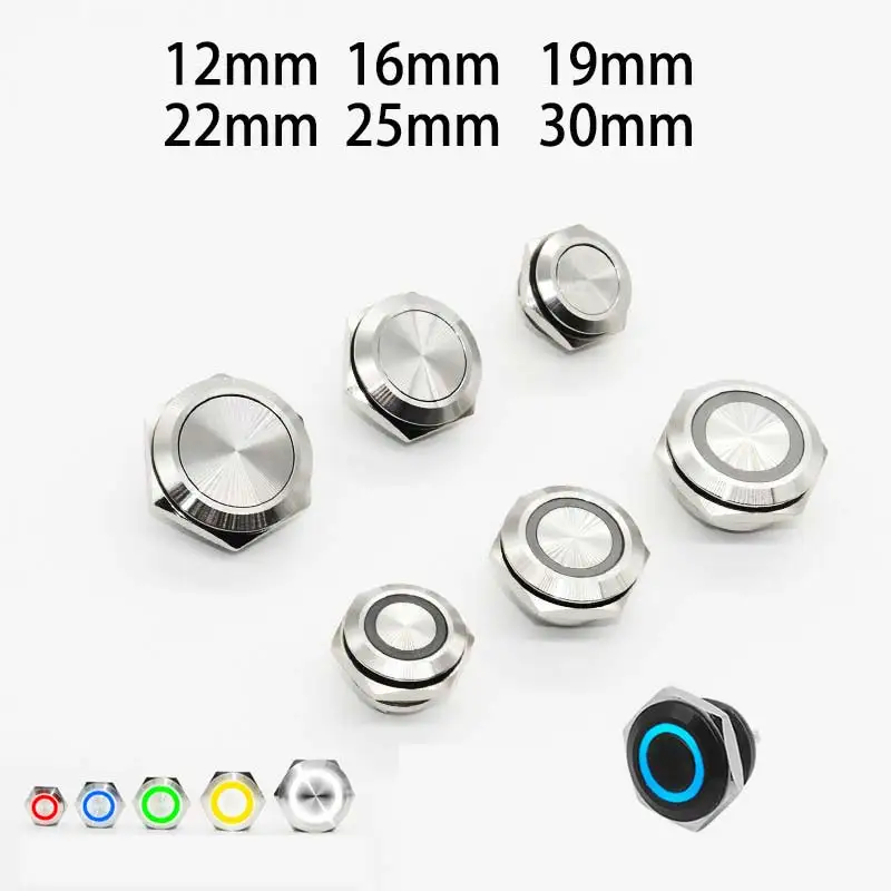 Elettrico Impermeabile 12V Led Campanello Momentaneo Mini Interruttore A Pulsante Micro Pressostati 220V 24V Smart Home 12Mm