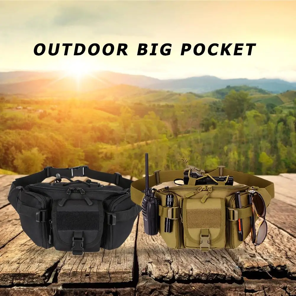 

Hot Sale Outdoor Waist Bag Solid Color Waterproof Molle Pouch Waist Fanny Packs Shoulder Bags Camping Crossbody Bags