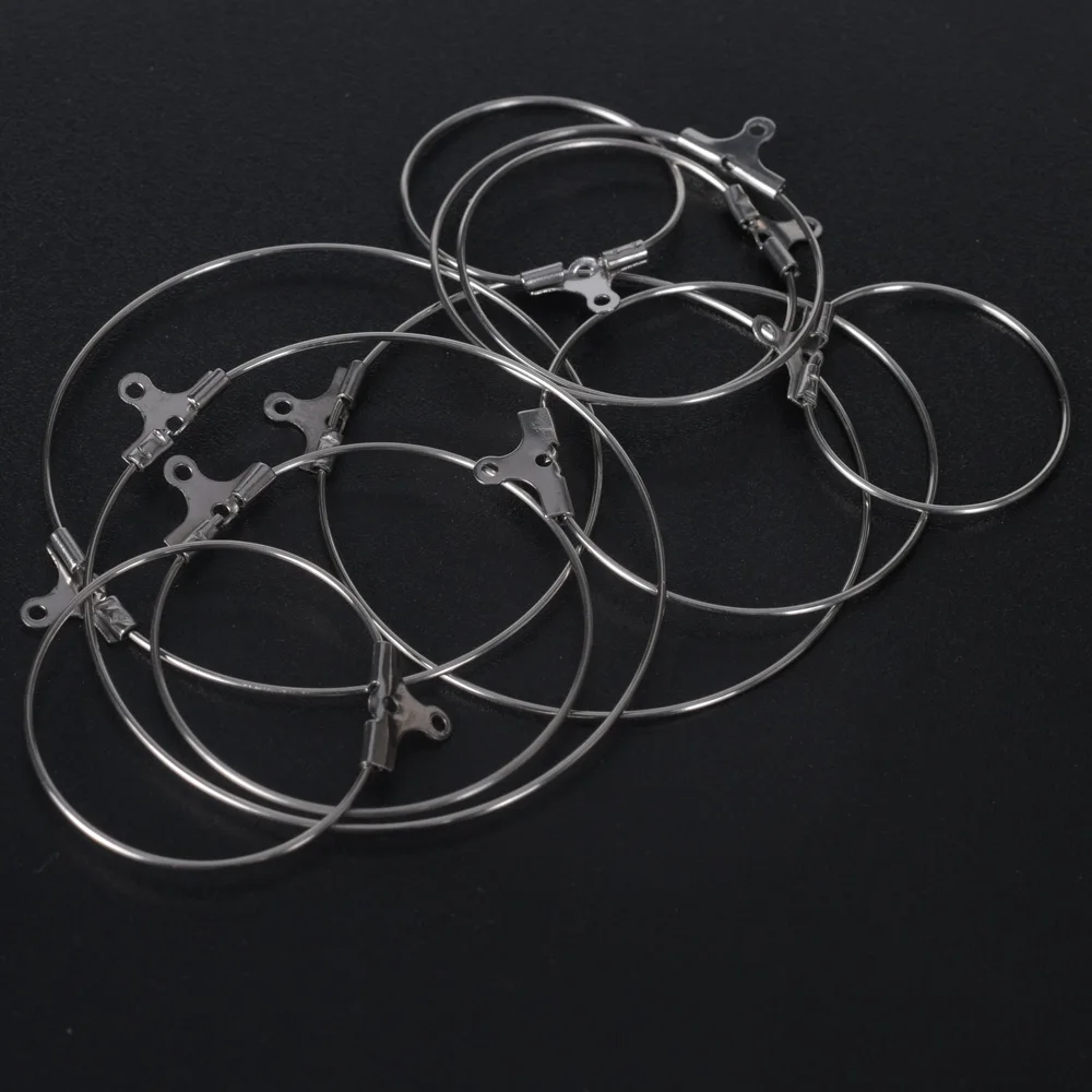 10Pcs/Lot Stainless Steel 25-40mm Big Earrings Round Hoops For Jewelry Making Supplies DIY Earring Circle Ear Wires Hooks Clasps | Украшения