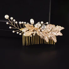 BUFEI HP33 золотые свадебные аксессуары для волос гребни для волос Свадебные Заколки для волос ювелирные изделия ручной работы женские украшения для волос