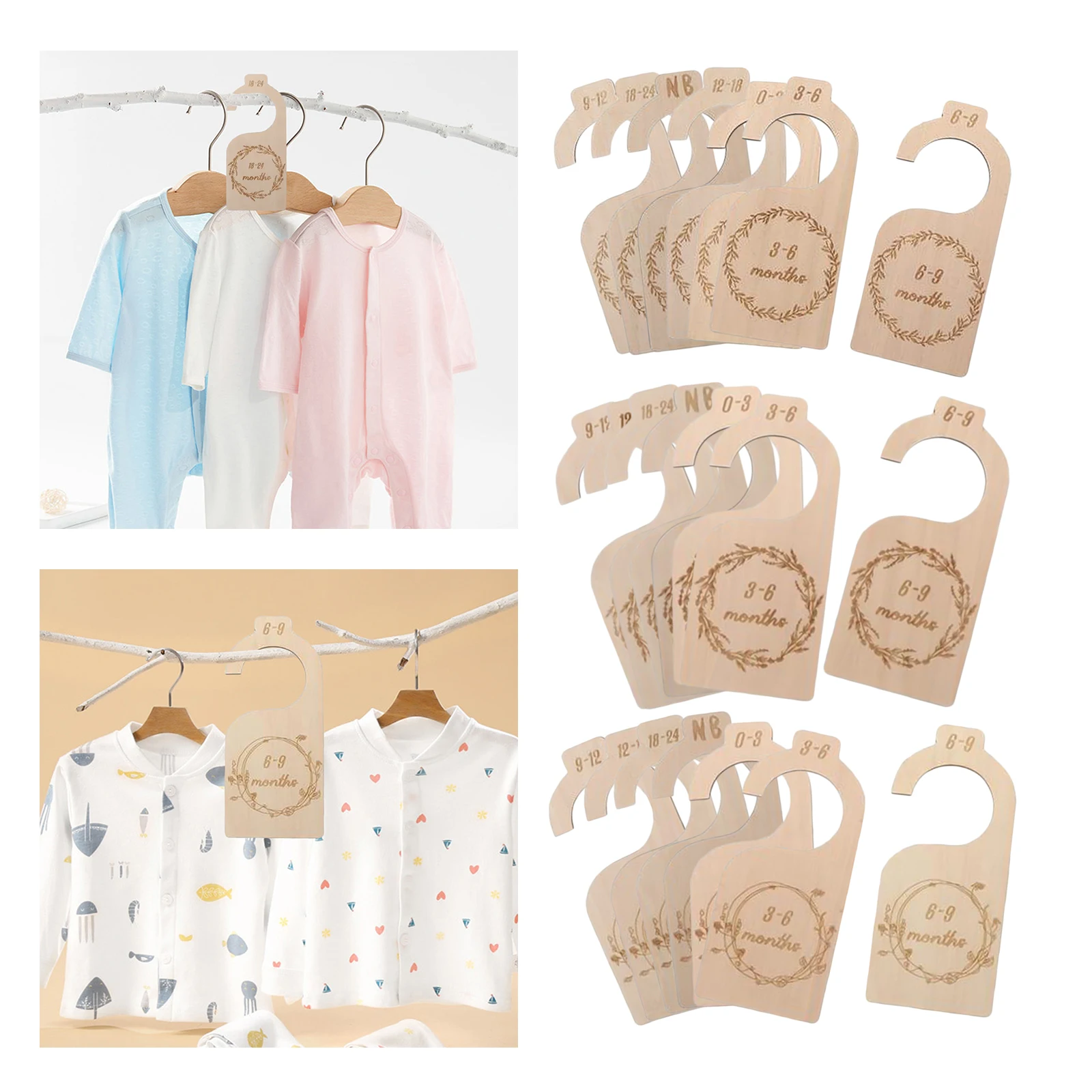 7pcs Wooden Baby Closet Divider Cloth Organizer Nursery Infant Wardrobe