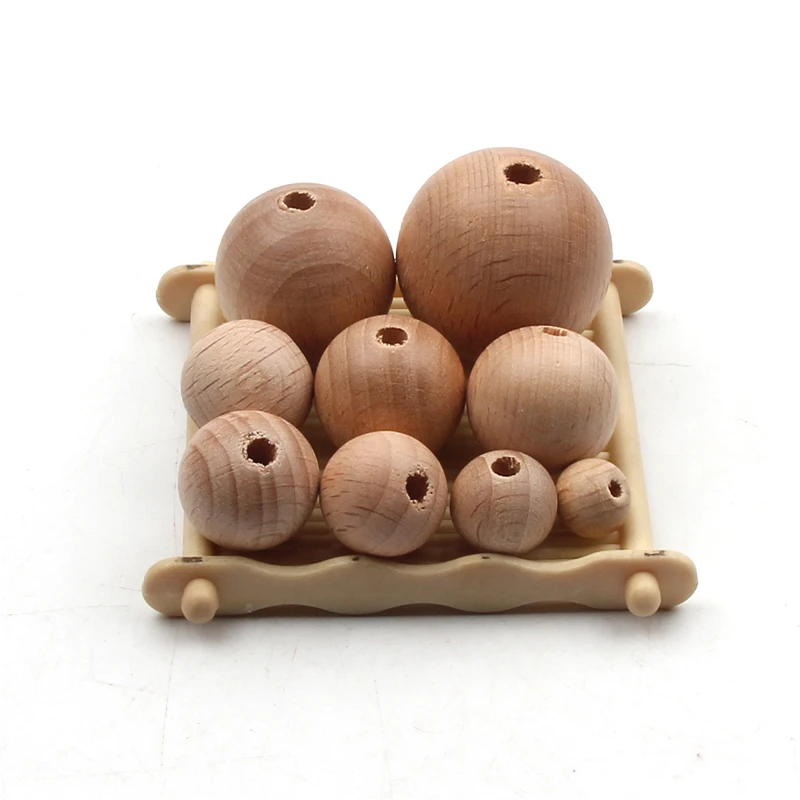 8-30mm 천연 너도밤 나무 젖니가 남 둥근 나무 공 스페이서 Diy 목걸이 팔찌 쥬얼리 만들기위한 느슨한 나무 구슬