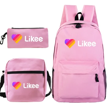 

Likee Video App Back Pack LIKEE Backpack for Girls Backpack Women 3 PCS/set Heart Bookbag Russia Style Small Backpack
