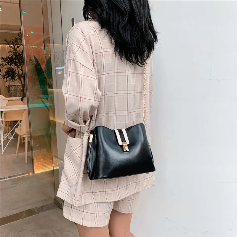 

Bag New Arrival Bag Women's 2019 Autumn And Winter Korean-style Fashion Shoulder Bag Solid Color Belt Buckle Shoulder Bag INS