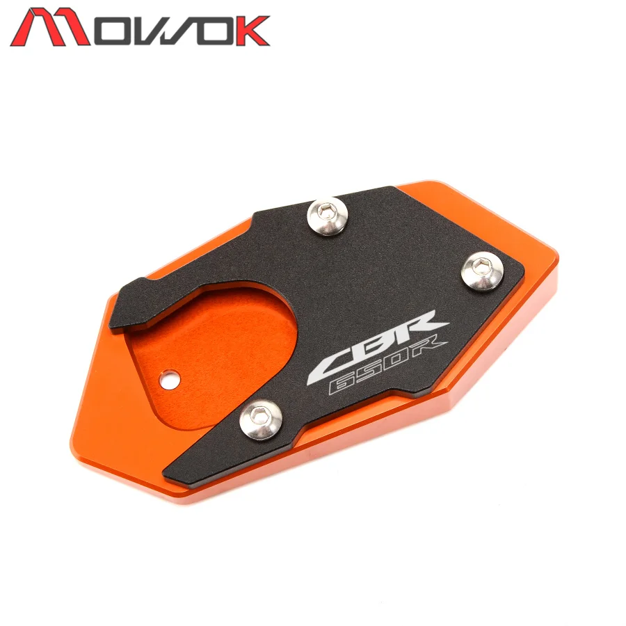 Hunter-Bike Motorcycle Kickstand Extension Pad Aluminum Foot Side Support Stand Plate For Honda CBR650R CB650R 2019 2020 Red 