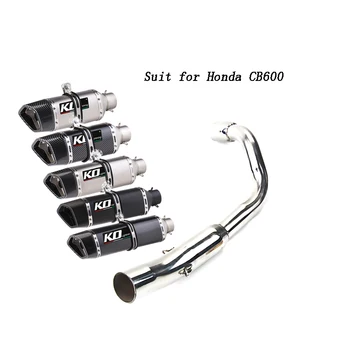 US Edition For Honda CB600 Slip On Motorcycle Exhaust Mid Connect Tube Muffler Tips Stainless Steel Exhaust System