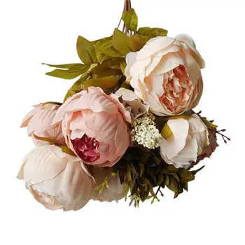 

1 Bunch 13 Flower Heads Artificial Peony Decorative Diy Fake Hotel Wreath Silk Decor For Home Wedding Party Flowers Decorat G4T3