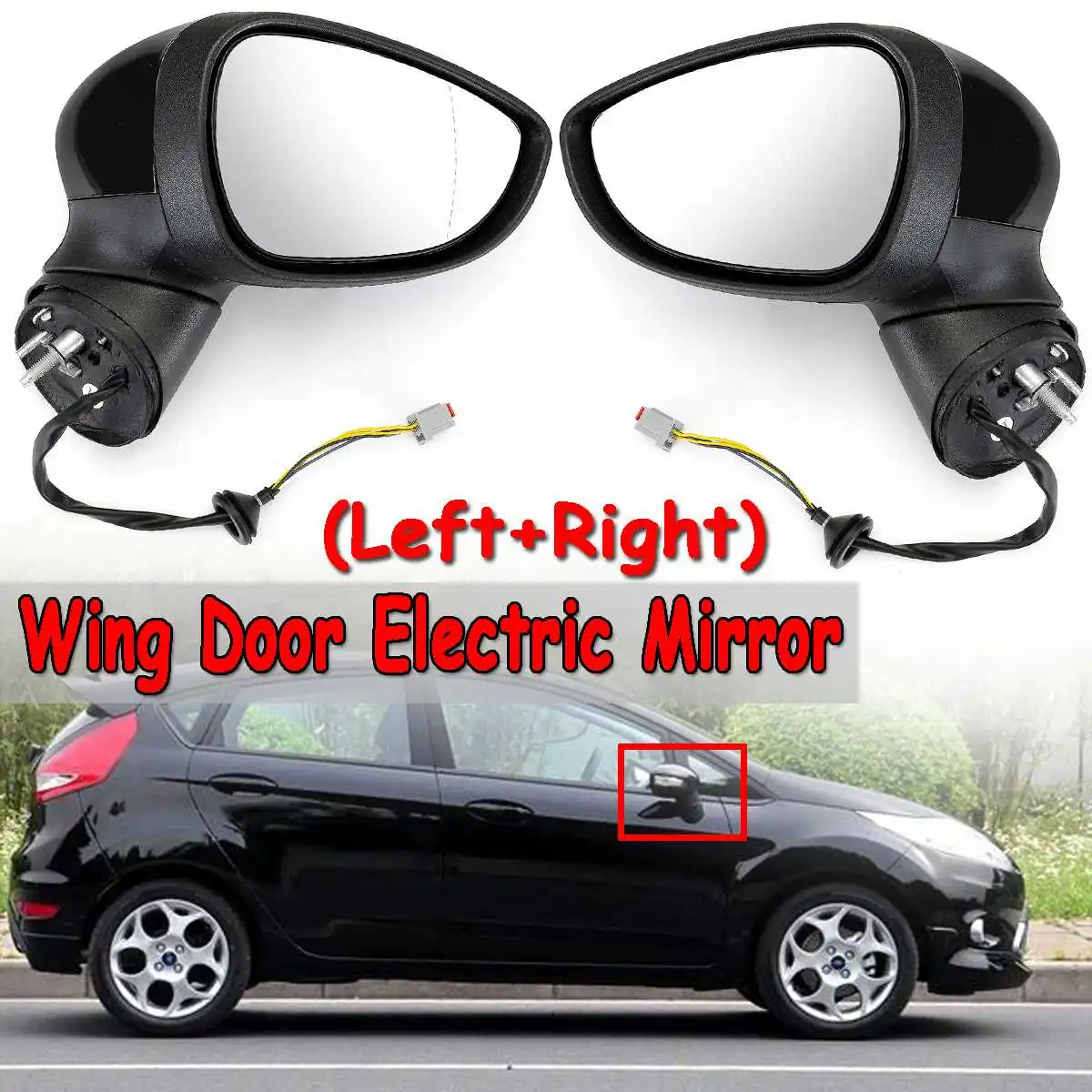 

Left/Right Black Car Wing Door Electric Rear View Side Mirror Assembly For Ford For Fiesta MK7 2008 2009 2010 2011 2012