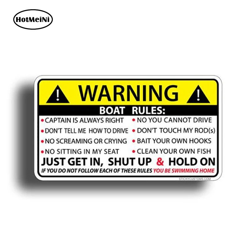 Hotmeini 13cm X 7.3cm For Boat Rules Warning Sticker Funny Vinyl