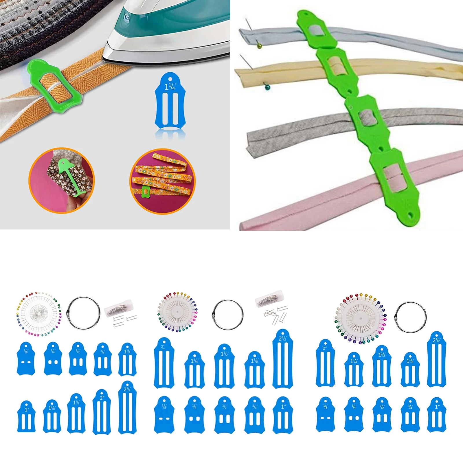 Jelly Roll Sasher Tool Folding Fabric Bias Tape Makers Kit Practical Biasing Tape Maker Set Basic Tool for Sewing Quilting