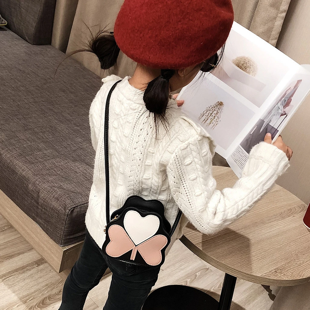 2019 Girl Backpacks Coin Purse Handbag Children Wallet Small Kids Shoulder Handbag Crossbody Purse Money Baby Heart Bags 823