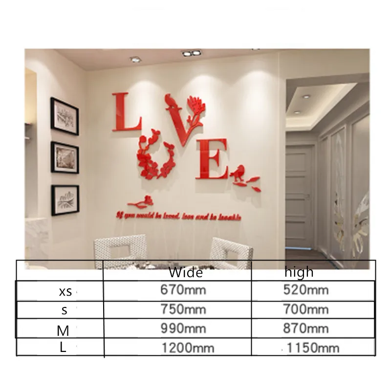 Feather 3D Stereo Acrylic Mirror Wall Stickers Living Dining Room