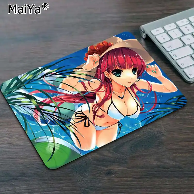 Not Lock Edge20x25cm Maiya дизайн аниме девушка по морю Блокировка края коврик для мыши игры большой коврик для мыши клавиатуры коврик - Цвет: Not Lock Edge20x25cm