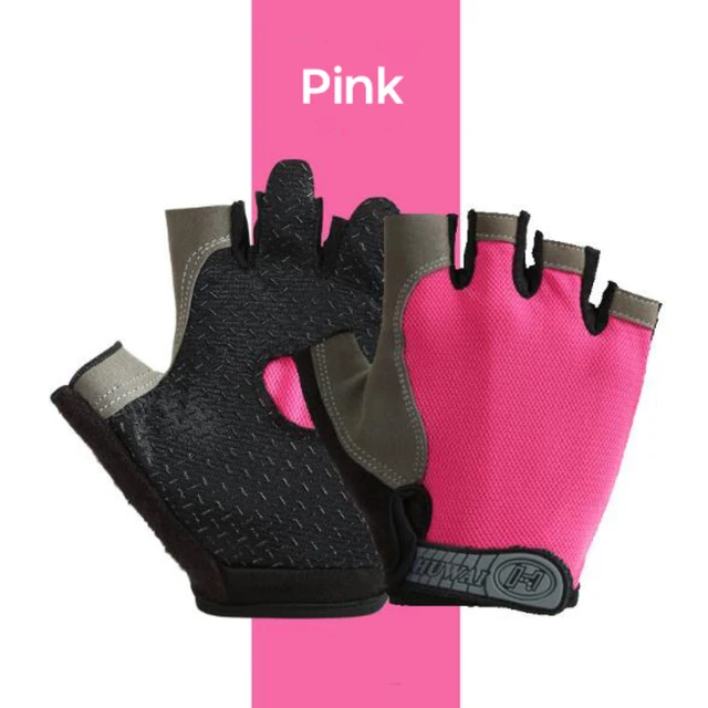 Half Finger Gloves Gym Fitness Anti-Slip Women Men Half Finger Summer Fishing Cycling Fingerless Gloves Female Bicycle Bike Pink