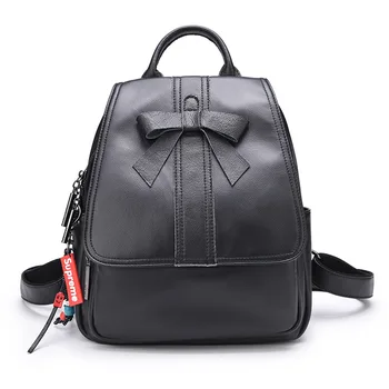 

Real Leather Backpack Women 2019 Bow Sweet School Bags for Girls Large Capacity Travel Backpack Small Mochila Feminina