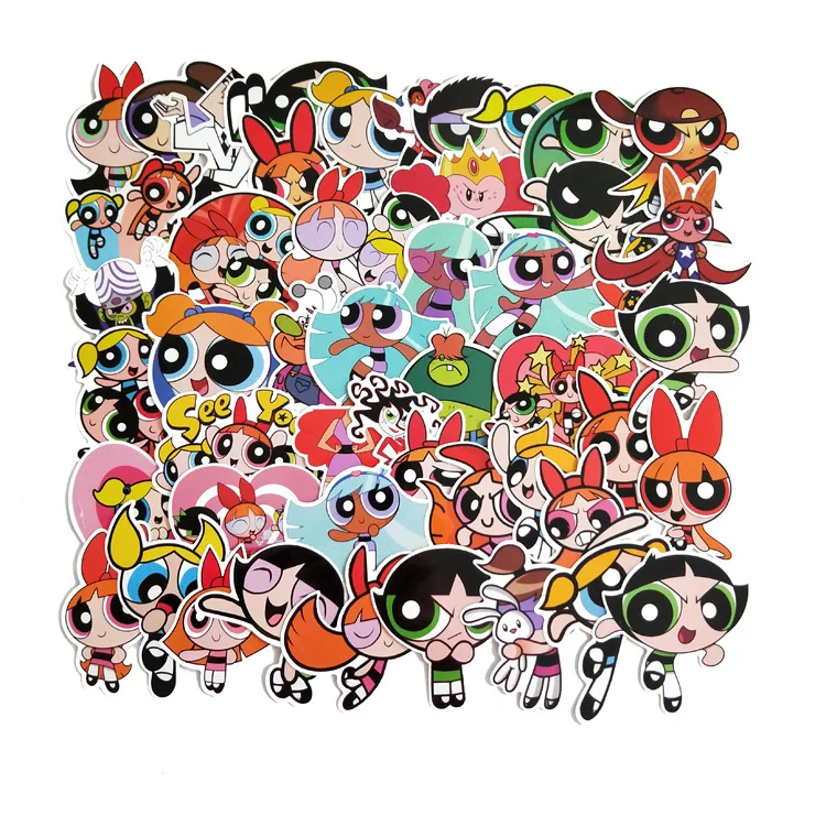 

50pcs Powerpuff girls waterproof cartoon funny stickers DIY scrapbooking Laptop Skateboard Motorcycle Home Decoration badges