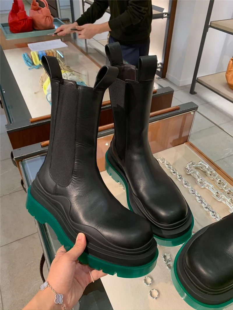 Botas de estilo Chelsea para mujer, zapatos militares de plataforma de suela  gruesa transparente y verde, Botines de Cuero pasarela, 2020|Botas hasta el  tobillo| - AliExpress