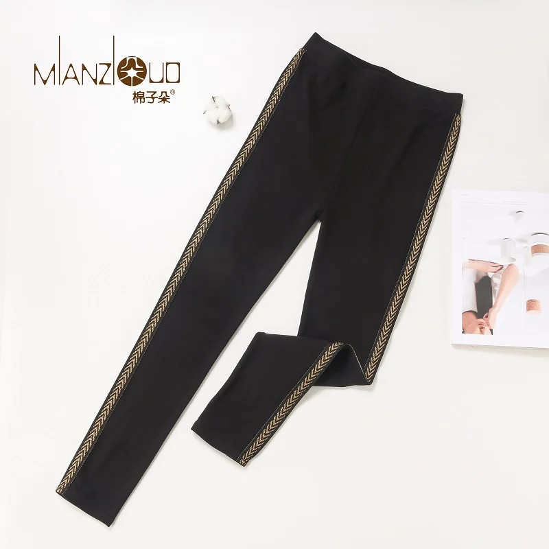 QK04-BLACK Mianziduo/ новые модные женские осенние и зимние эластичные и качественные плотные бархатные брюки теплые леггинсы - Цвет: QK04-BLACK