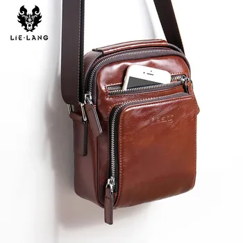 

LIELANG Crossbody bag Leather Messenger Bag Men Shoulder Brown Bag Handbag Crossbody Vintage Cowhide Travel Male Bag