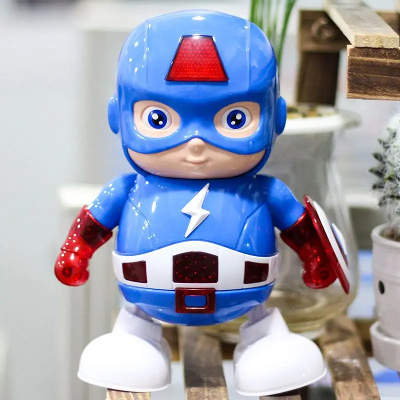 

Douyin Celebrity Style America Captain Robot Models Electric Light Music Dancing Robot CHILDREN'S Toy