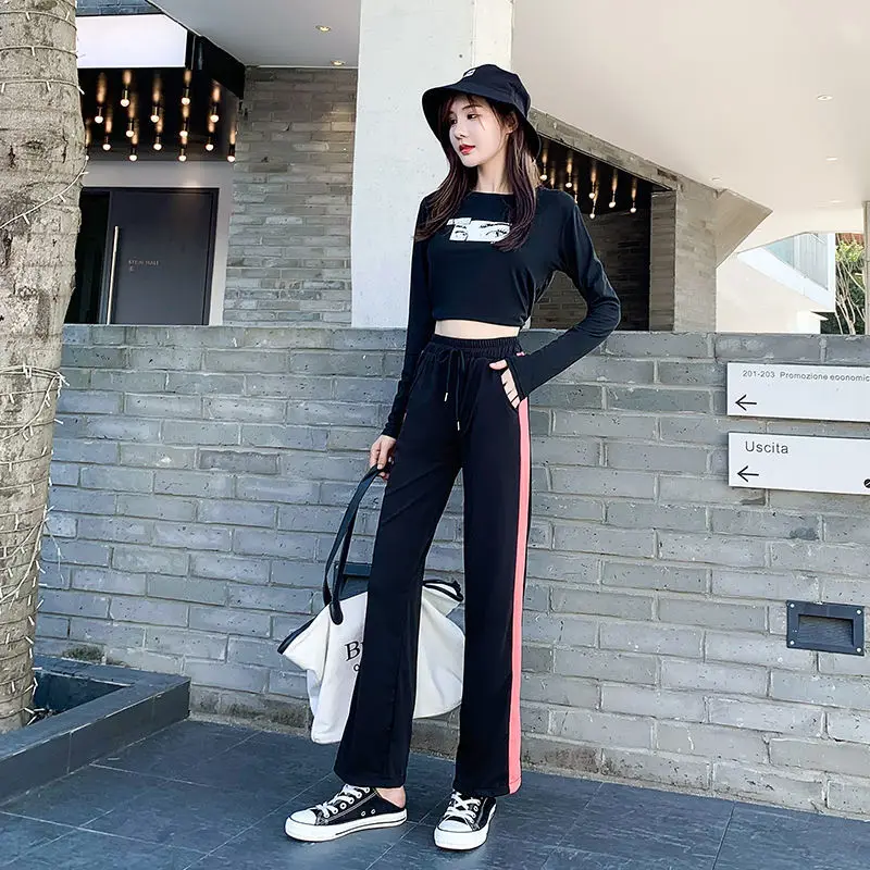 

HOUZHOU Wide Leg Pants Plus Velvet Thicker High Waist Korean Style Palazzo Pants 2020 Winter Autumn Fashion Trousers Women