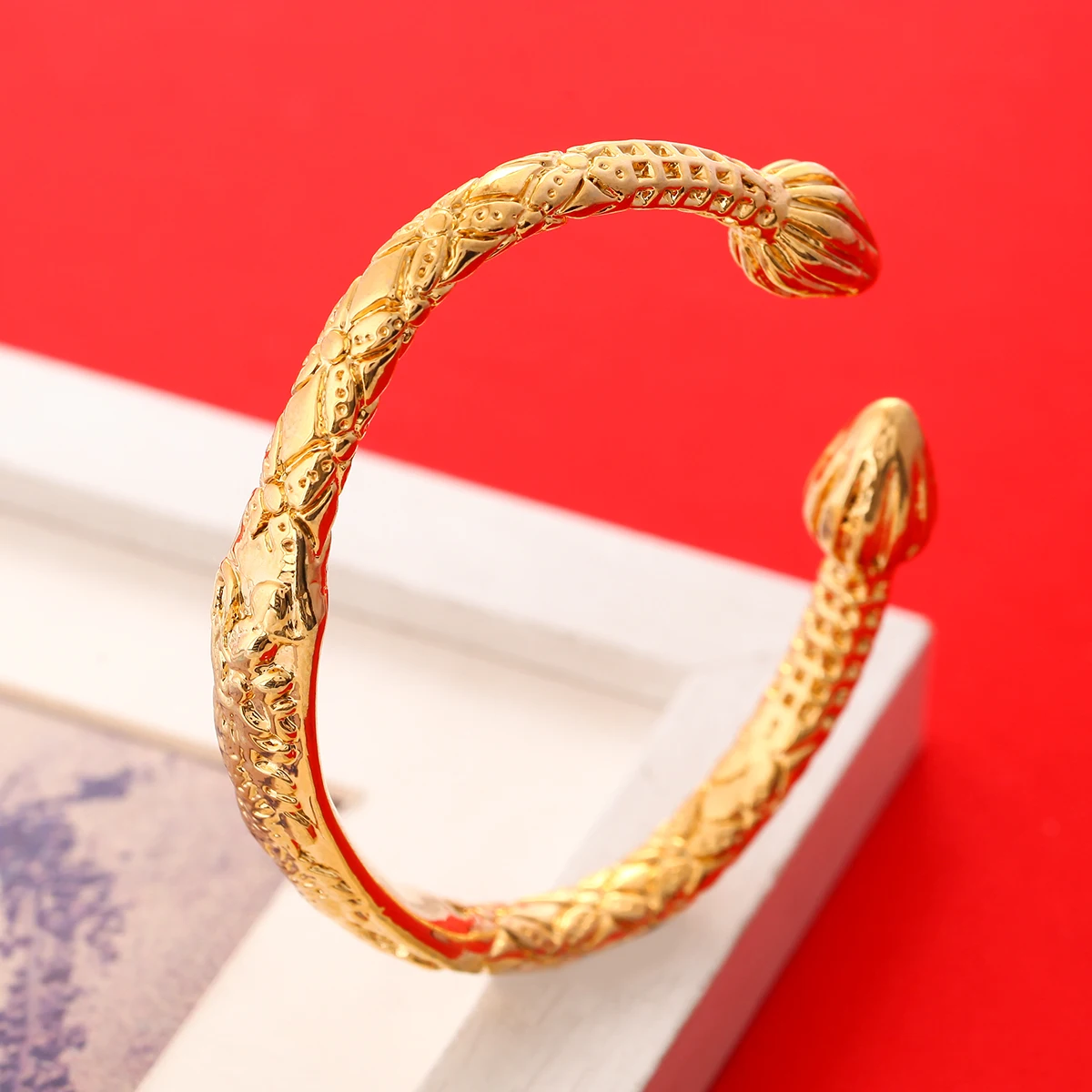 Модный браслет в виде Дракона 24K золотого цвета африканские ювелирные аксессуары Дракон открытие тиснение браслеты для отца мужчин