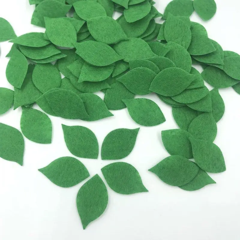 DIY Green Leaves Felt Card making decoration Applique Sewing clothing 25mm 200PCS felt fabric sheet