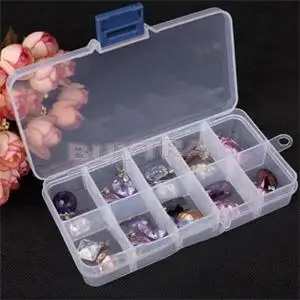 

10 Clear Grid Compartments Plastic Transparent Jewel Bead Case Cover Box Storage Container Adjustable Organizer For Jewelry