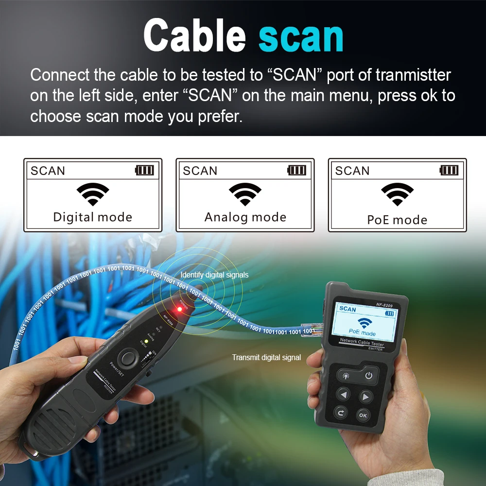 NOYAFA NF-8209 Cable Tracker Lan Display Measure Tester Network Tools LCD Display Measure Length Wiremap Tester — view 3