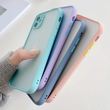 

50pcs 2 In 1 Candy Colorful Phone Case Matte Frosted Hard Cover Silicone Armor Case For iPhone 11 Pro MAX XS XR X 8 7 6 6S Plus