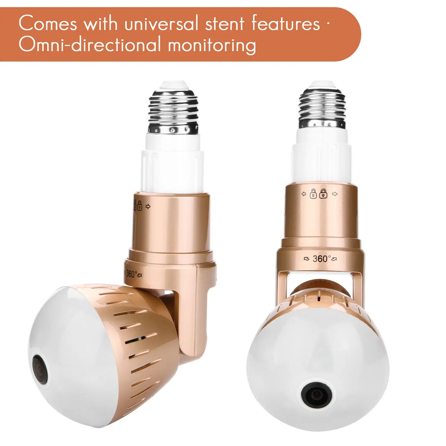 

1080P 2MP Panoramic Bulb Infrared and White Light Wireless IP Camera Wi-FI FishEye Mini Lamp Wifi Cam CCTV Home Security Camera