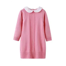 Вязаное платье с длинными рукавами для маленьких девочек осенняя одежда для маленьких девочек вязаная одежда для малышей Детские платья для девочек