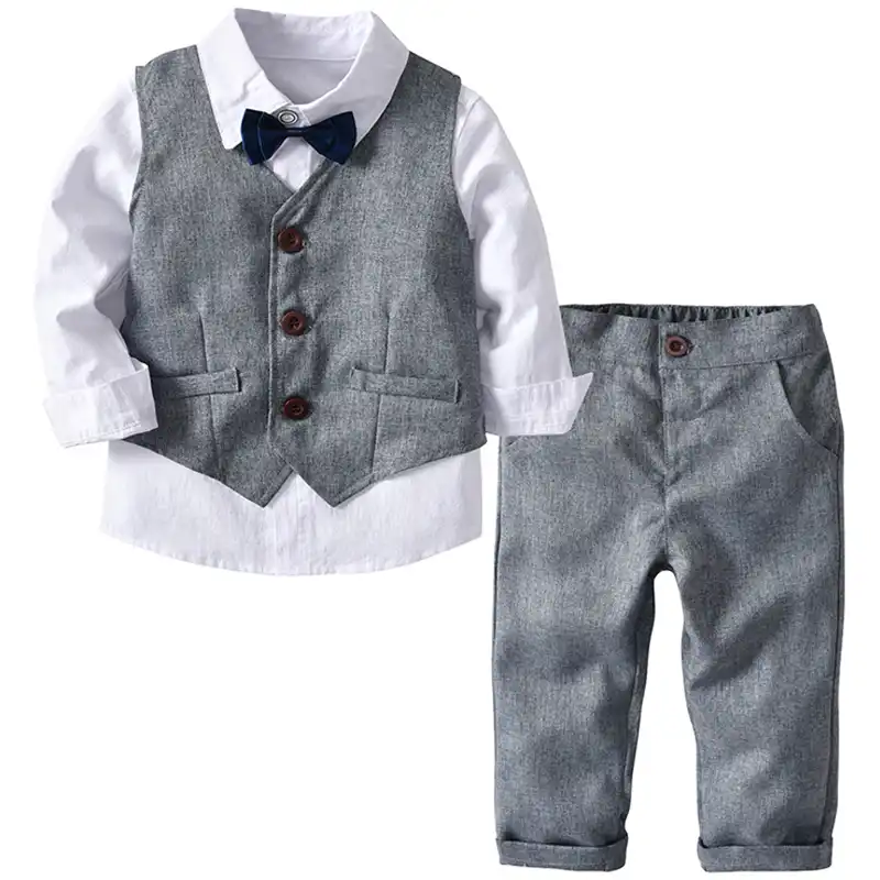 Trajes De Boda Para Ninos Ropa Para Ninos Traje Formal Para Ninos Chaleco Gris Camisa Y Pantalones Equipo De Ropa De Bebe Para Ninos Aliexpress