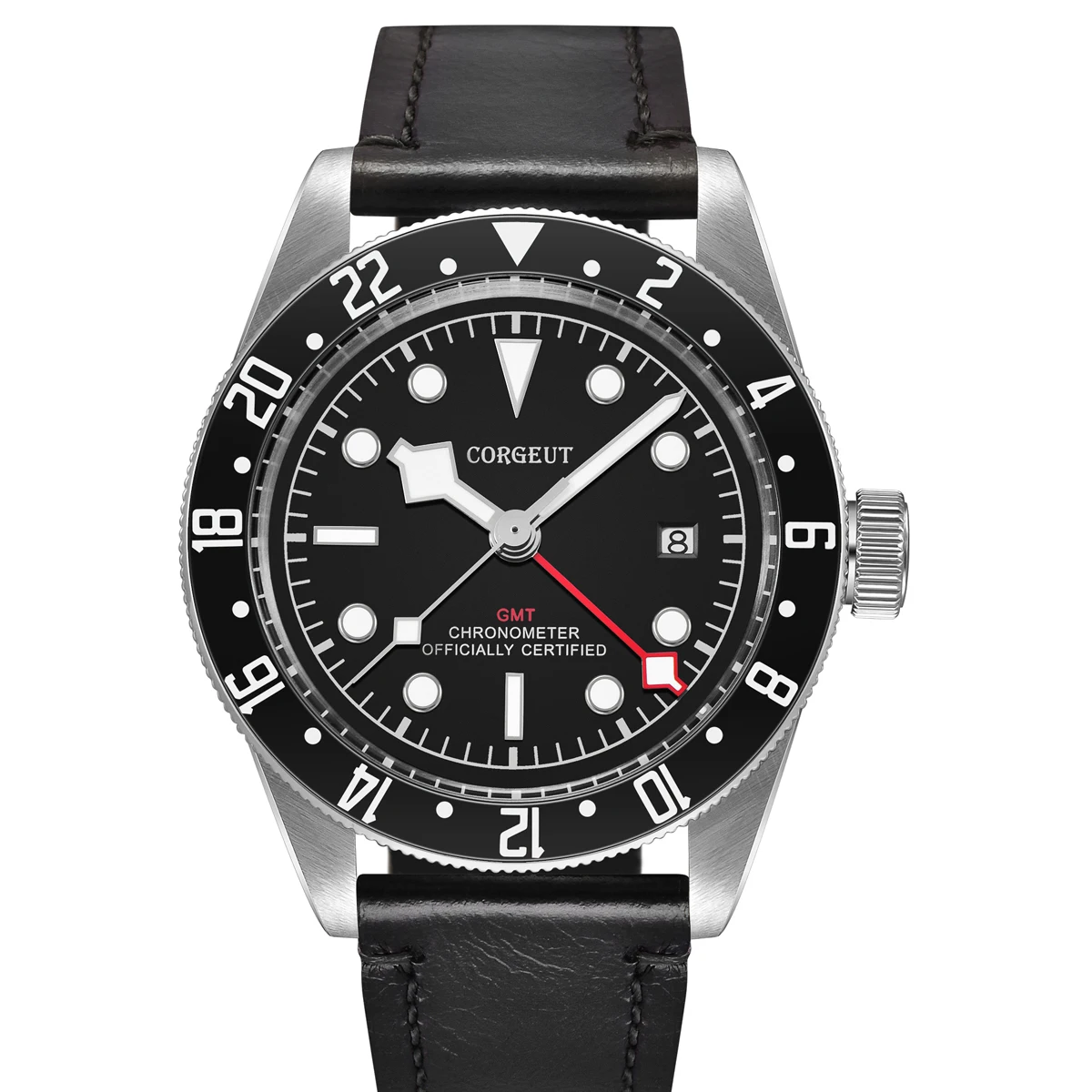 Роскошные Corgeut 41 мм GMT механические Автоматические сапфировое стекло светящиеся