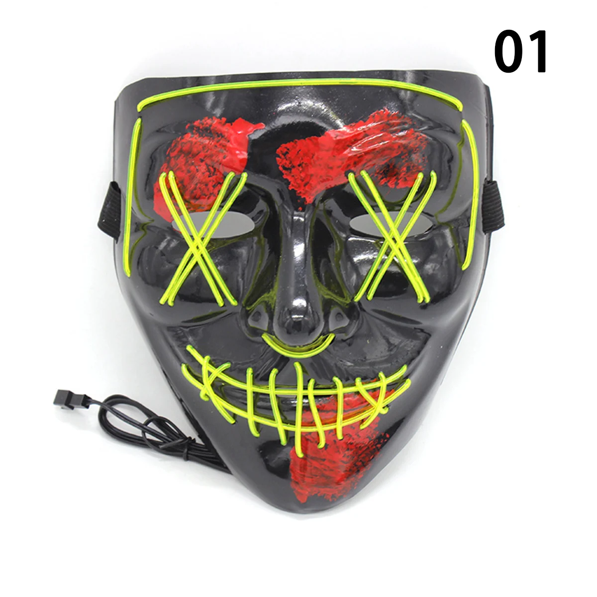 Светодиодная светящаяся маска на Пасху, Хэллоуин, страшная гримаса, кровавая, EL Wire, рождественские, вечерние, для клуба, бара, DJ, светящаяся маска на все лицо - Цвет: A
