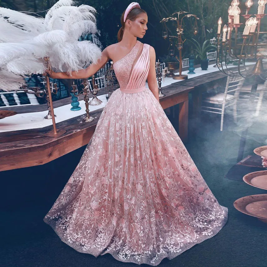 Robe de soiree Саудовская Аравия на одно плечо кружевное вечернее платье Длинные Арабский торжественное платье пол Длина элегантное платье праздничные нарядные платья