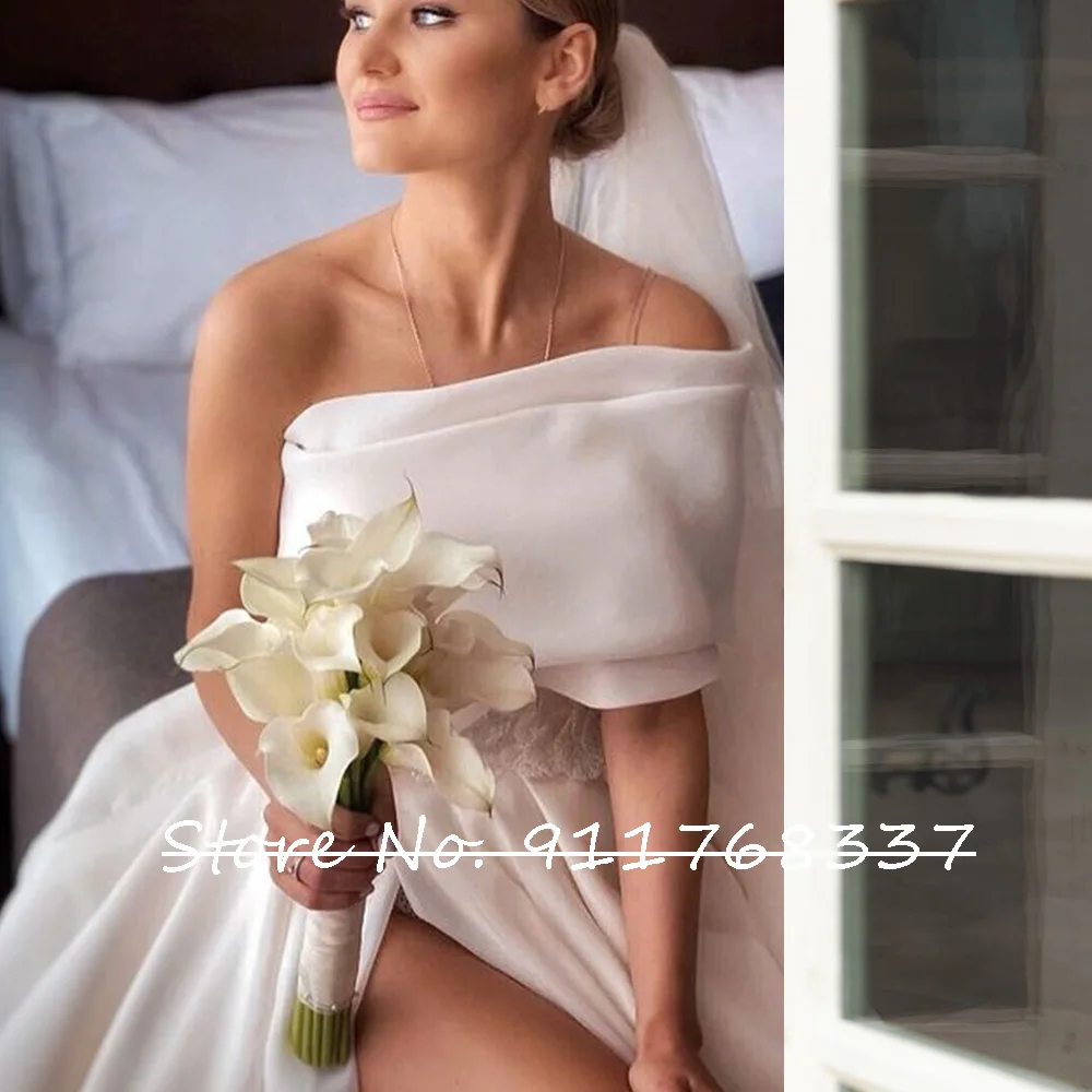 Robes De Mariage Organza Wedding Dress One Shoulder Sexy Trouwjurk Slit Skirt Simple Abito Da Sposa Bow Back Hochzeitskleid traditional wedding dresses