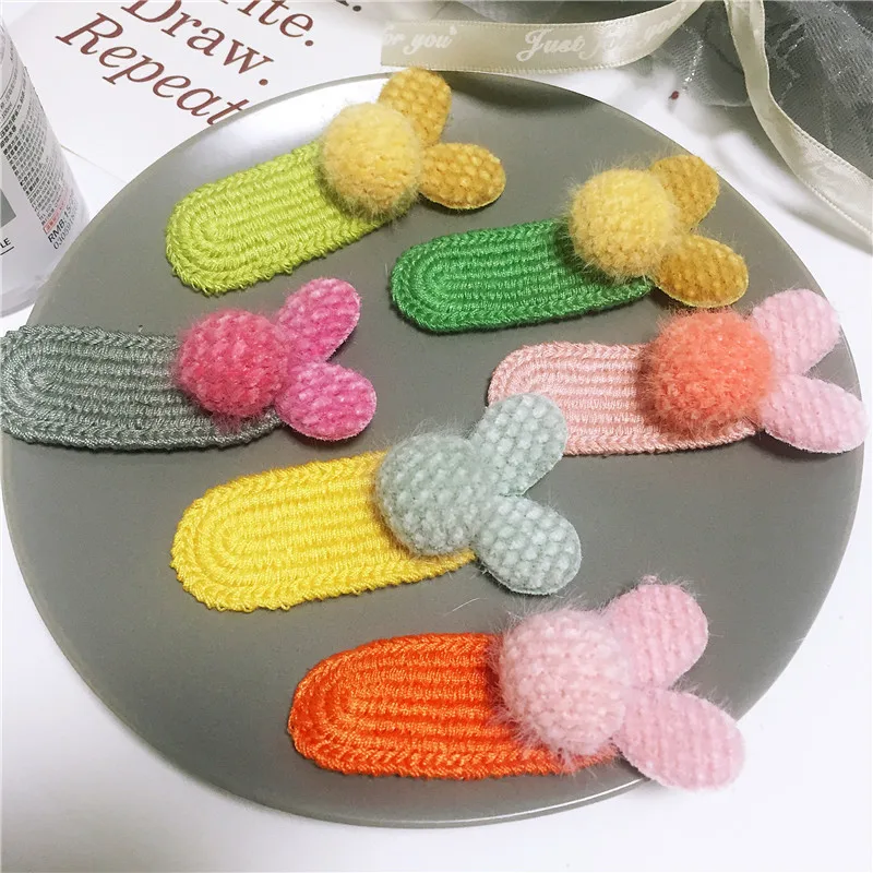 DIY时尚发夹材料新款彩色毛线针织BB夹套个性半成品贴片配件货源 图片_高清大图 - 阿里巴巴 - 1