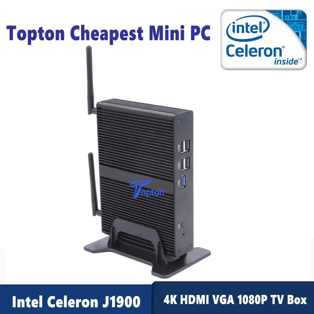 Недорогой Мини ПК без вентилятора Intel Celeron J1900 Windows 7/8 Linux HDMI и VGA Full 1920*1080 HD порт Wi Fi BT