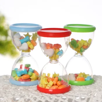 

12pcs Creative Sand Clock Shaped Candy Box Plastic Transparent Snack Packaging Storage Container for Wedding Baby Shower