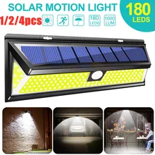 4 шт. 180 Светодиодный лампа на солнечной батарее с датчиком движения COB 3 режима Открытый Сад Двор водонепроницаемый энергосберегающий путь Солнечный настенный светильник