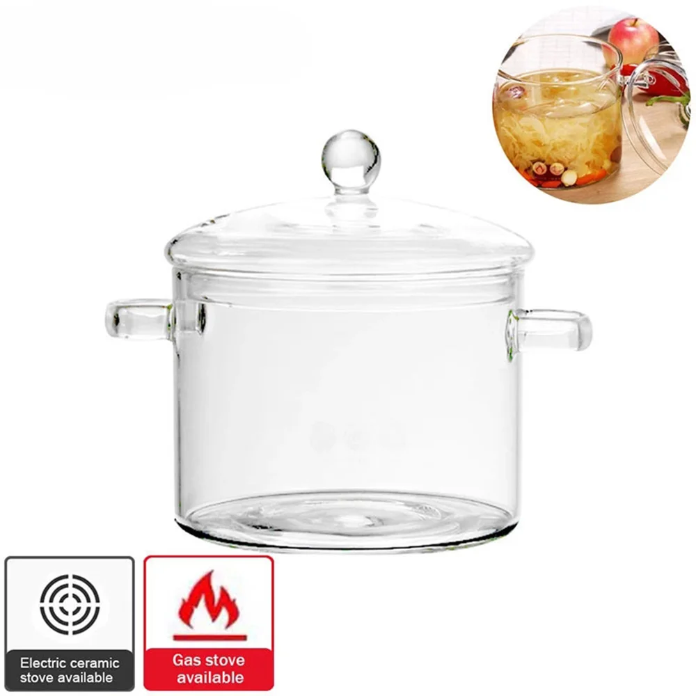 Food-grade Heat Resistant Glass Cooking Pot Clear Glass Soup Pot